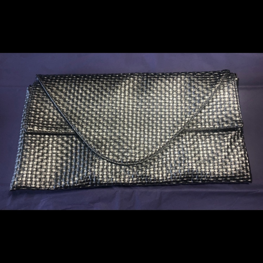Silver double flap clutch